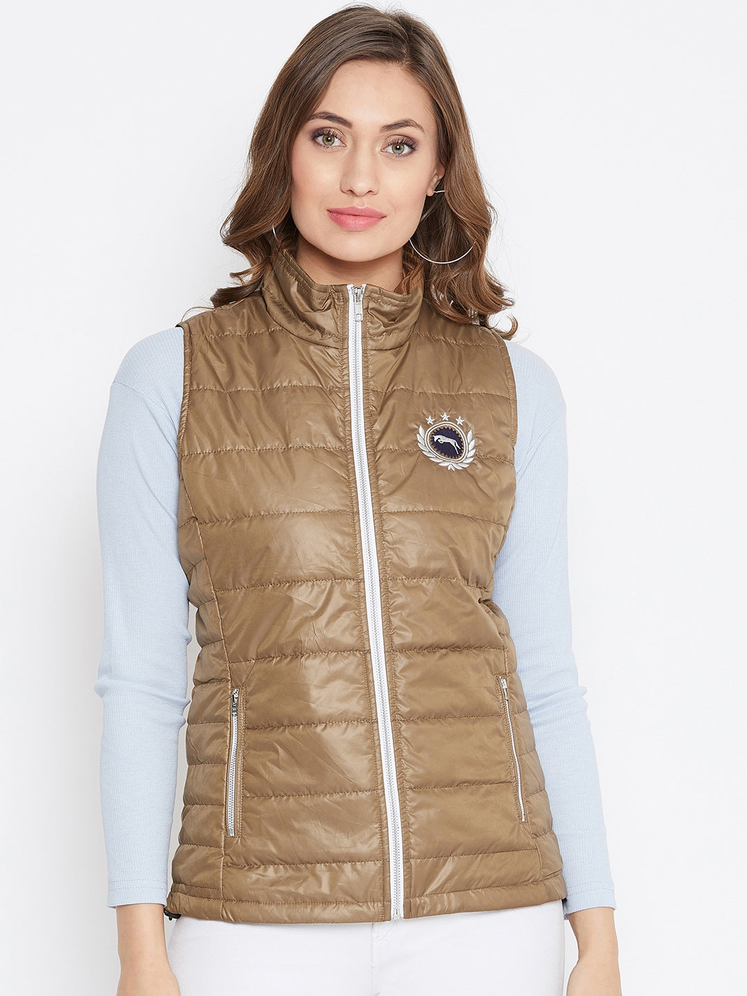 JUMP USA Women Brown Solid Padded Jacket - JUMP USA