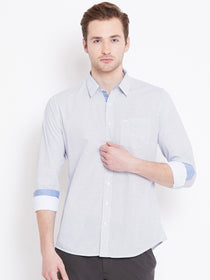 Men White Printed Casual Slim Fit Shirts - JUMP USA