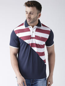 Men Navy Blue and White Polo Tshirt - JUMP USA