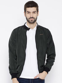 Men Green Solid Open Front Jacket - JUMP USA