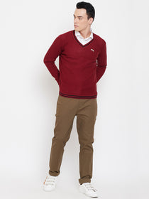 JUMP USA Men Red Solid Sweater - JUMP USA