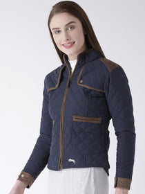Women Polyster Casual Long Sleeve  Blue Winter Jacket - JUMP USA (1568775766058)