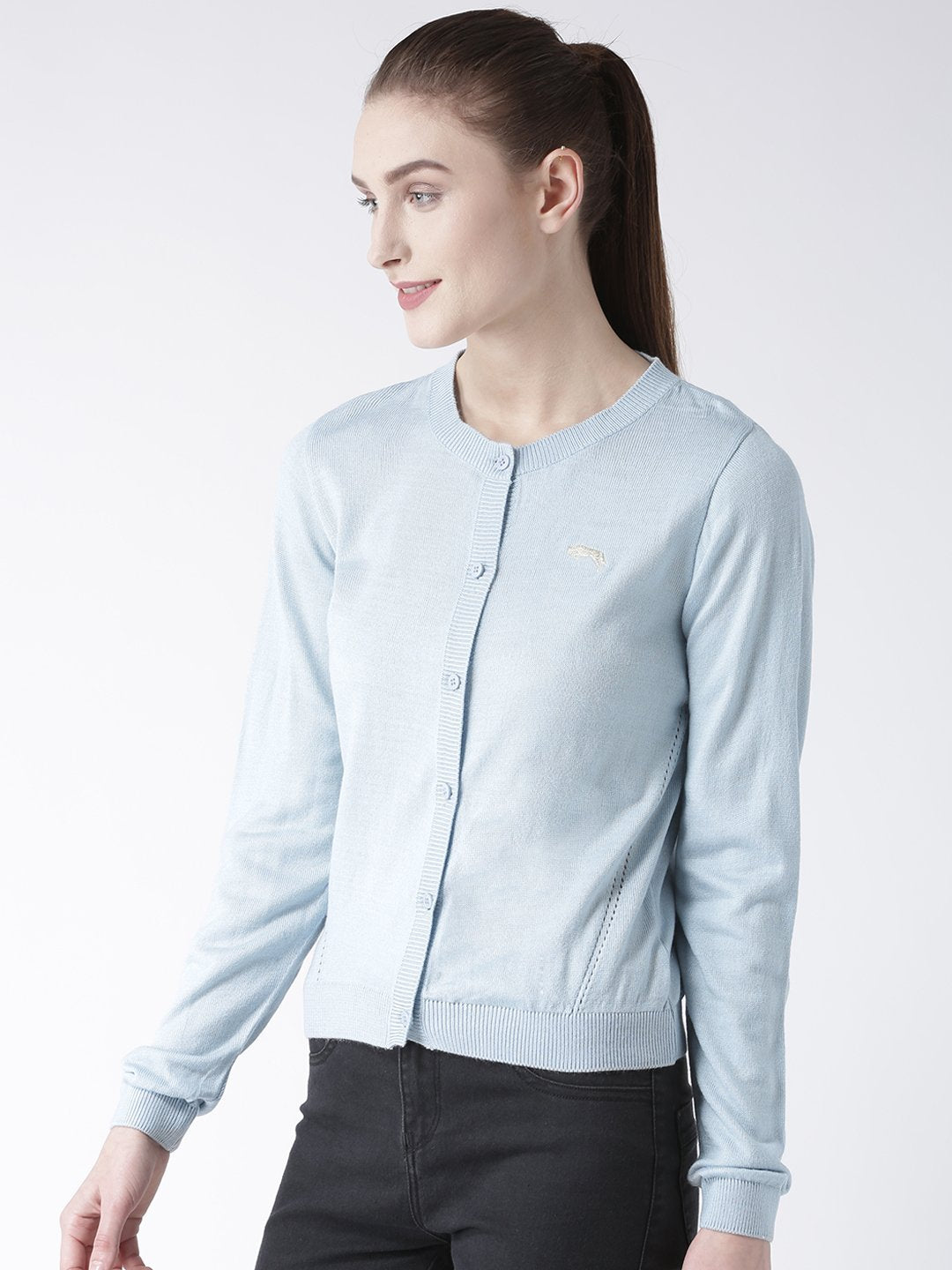 Women Cotton Casual Long Sleeve  Blue Winter Sweaters - JUMP USA (1568776585258)