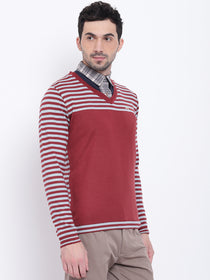 Men Casual Striped Red Sweaters - JUMP USA