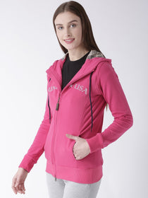 Women Cotton Casual Long Sleeve  Pink Winter Sweatshirt - JUMP USA (1568775634986)