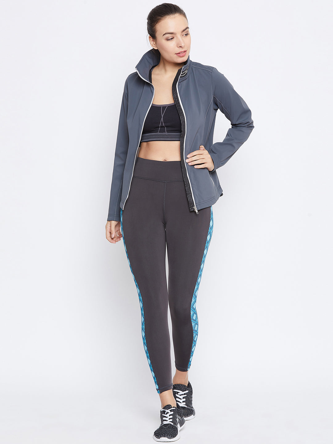 JUMP USA Women Grey Solid Sporty Jacket - JUMP USA
