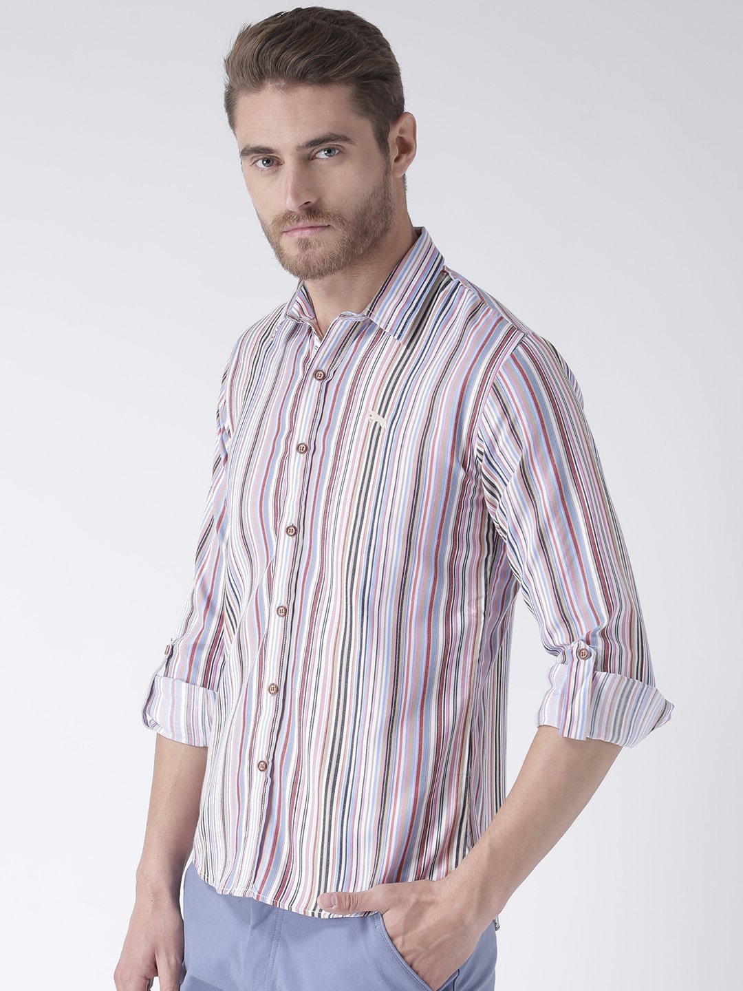 Men Multi Regular Fit Striped Casual Shirt - JUMP USA (1568801783850)