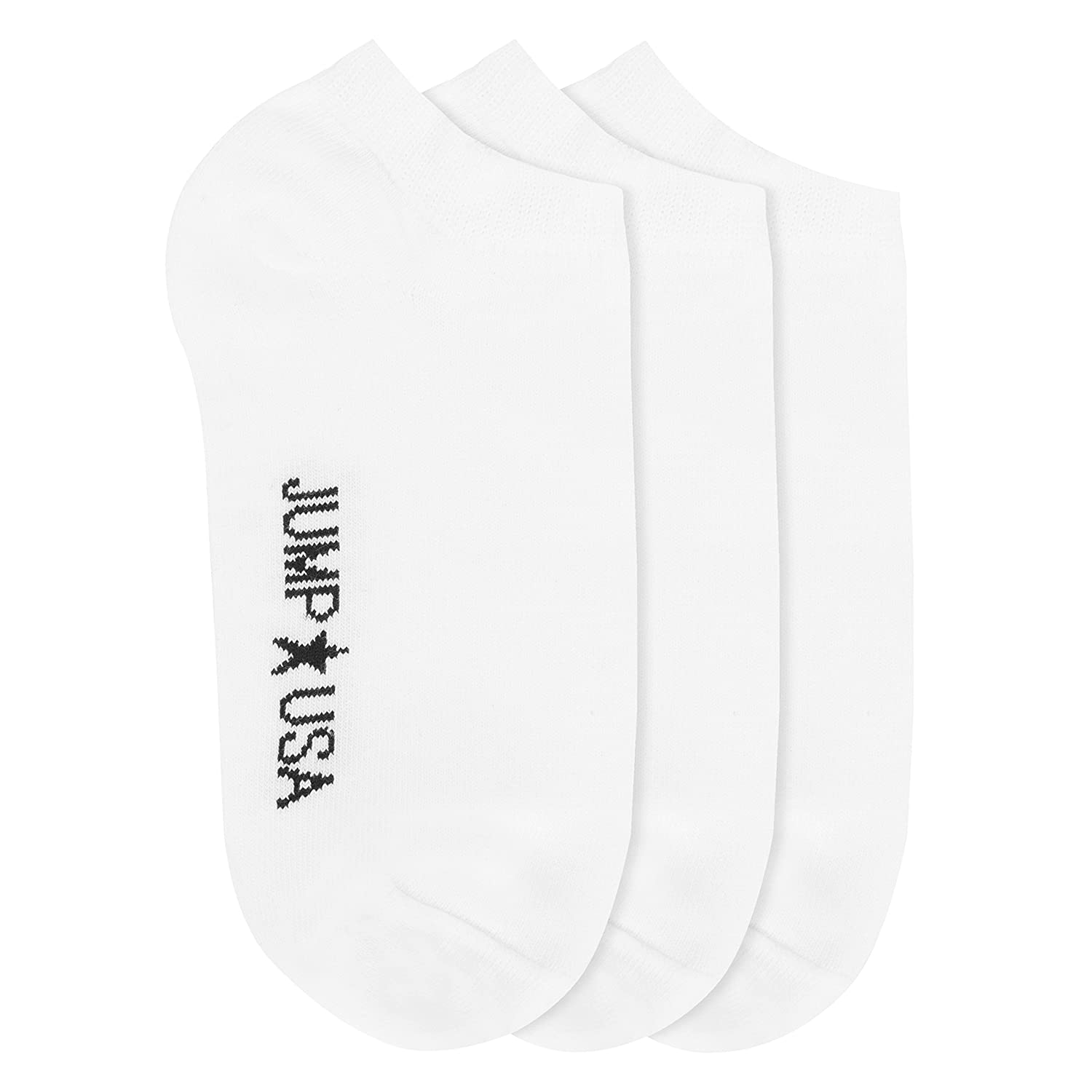 JUMP USA Men's Pack of 3 Ankle Length socks | Men's Casual Socks for Everyday Wear - Sweat Proof, Quick Dry, Padded for Extra Comfort | White/White/White