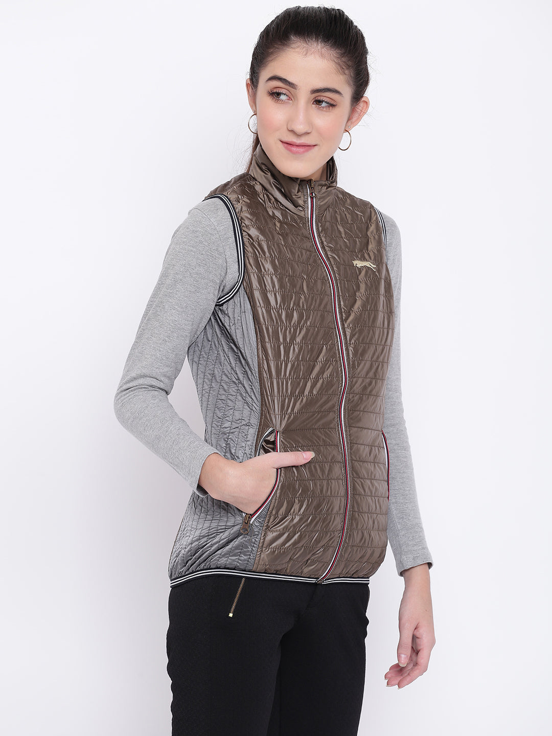 Women Copper Casual Quilted Jacket - JUMP USA