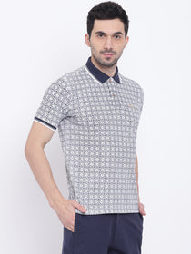 Men Casual Solid White Polo Collar T-Shirt - JUMP USA