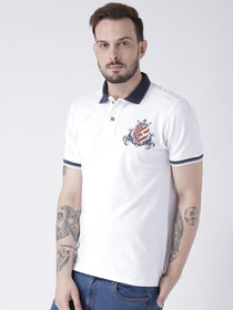 Men White Solid Polo T-shirt - JUMP USA