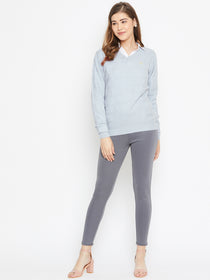 JUMP USA Women Blue Self Design Sweater - JUMP USA