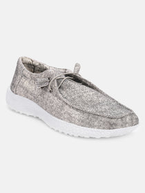 Women Grey Casual Canvas Slip-On Sneakers Shoes - JUMP USA