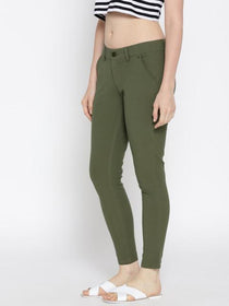 Women Solid Slim Fit Trousers - JUMP USA