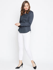 JUMP USA Women Navy Blue Solid Casual Shirts - JUMP USA