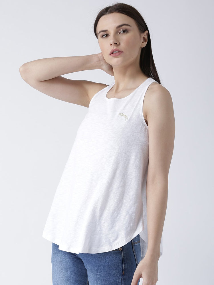 Women White Solid Top - JUMP USA