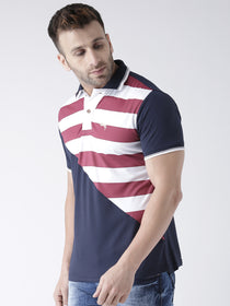 Men Navy Blue and White Polo Tshirt - JUMP USA