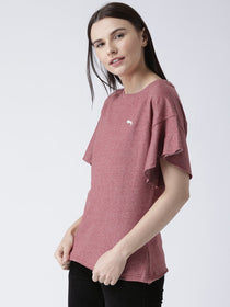 Women Red Solid Top - JUMP USA