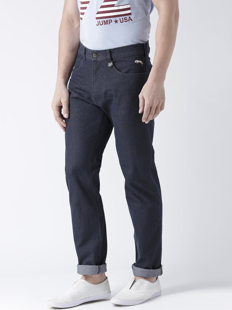 Men Navy Blue Slim Fit Mid-Rise Clean Look Jeans - JUMP USA