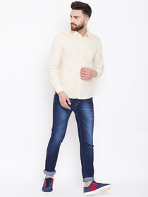 JUMP USA Men Cream Solid Regular Fit Casual Shirts - JUMP USA