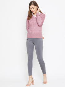 JUMP USA Women Pink Self Design Sweater - JUMP USA