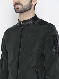 Men Green Solid Open Front Jacket - JUMP USA
