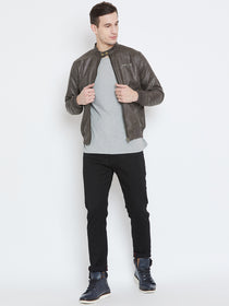 Men Casual Olive Bomber Jacket - JUMP USA