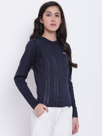 Women Navy Blue Casual Sweaters - JUMP USA