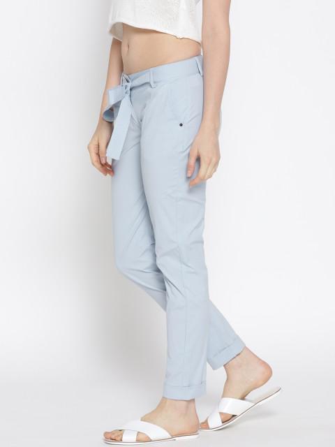 Women Solid Cropped Trousers - JUMP USA