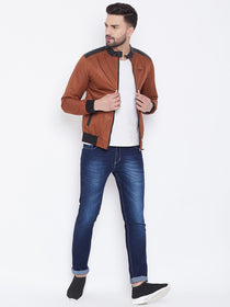 JUMP USA Men Brown Solid Casual Bomber Jacket - JUMP USA