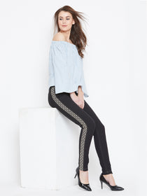 Women Black Solid Skinny Fit Trouses - JUMP USA