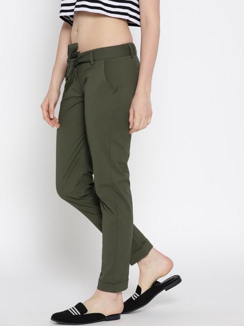 Women Solid Cropped Trousers - JUMP USA