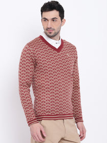 Men Casual Printed Red Sweaters - JUMP USA