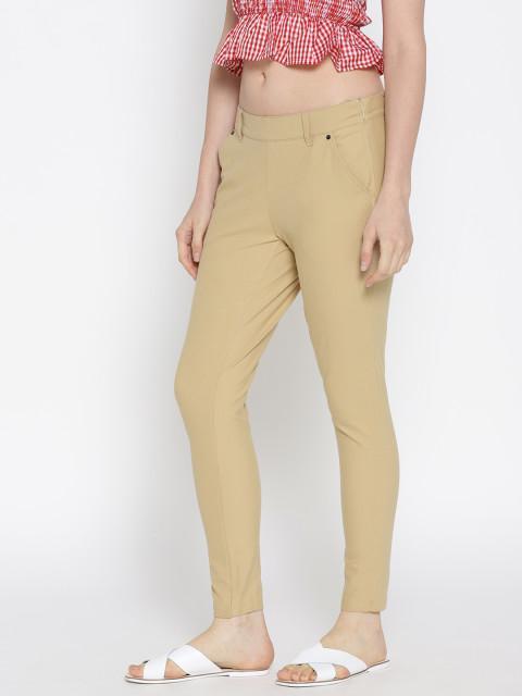 Women Solid Slim Fit Chinos - JUMP USA