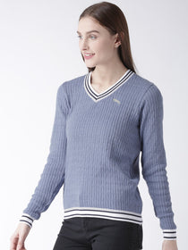 Women Cotton Casual Long Sleeve  Blue Winter Sweaters - JUMP USA (1568776290346)