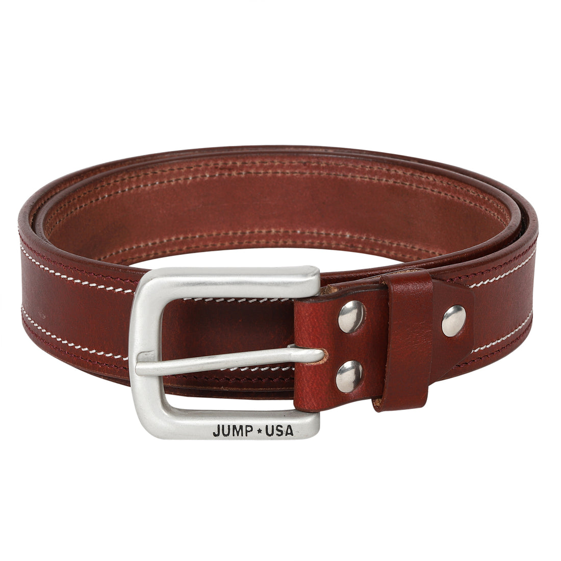 Men Leather Brown Belts With Metal Buckle - JUMP USA