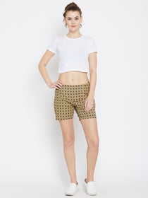 JUMP USA Women Beige & Red Printed Shorts - JUMP USA