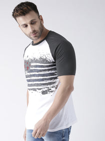 Men White and Charcoal Round Neck Tshirt - JUMP USA