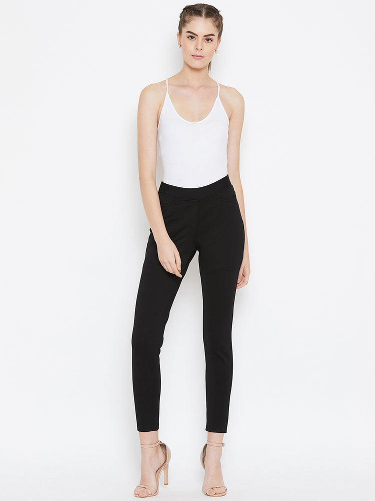 JUMP USA Women Black Solid Casual Skinny fit Trousers - JUMP USA