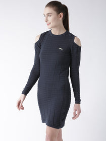 Women Cotton Casual Long Sleeve  Navy Dress - JUMP USA (1568777371690)