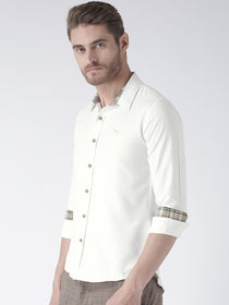 Men White Bamboo Cotton & Micro Polyester Shirt - JUMP USA (1568787136554)