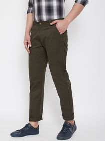 JUMP USA Men Olive Casual Regular Fit Trousers - JUMP USA