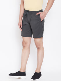 JUMP USA Men Solid Charcoal Active Wear Shorts - JUMP USA