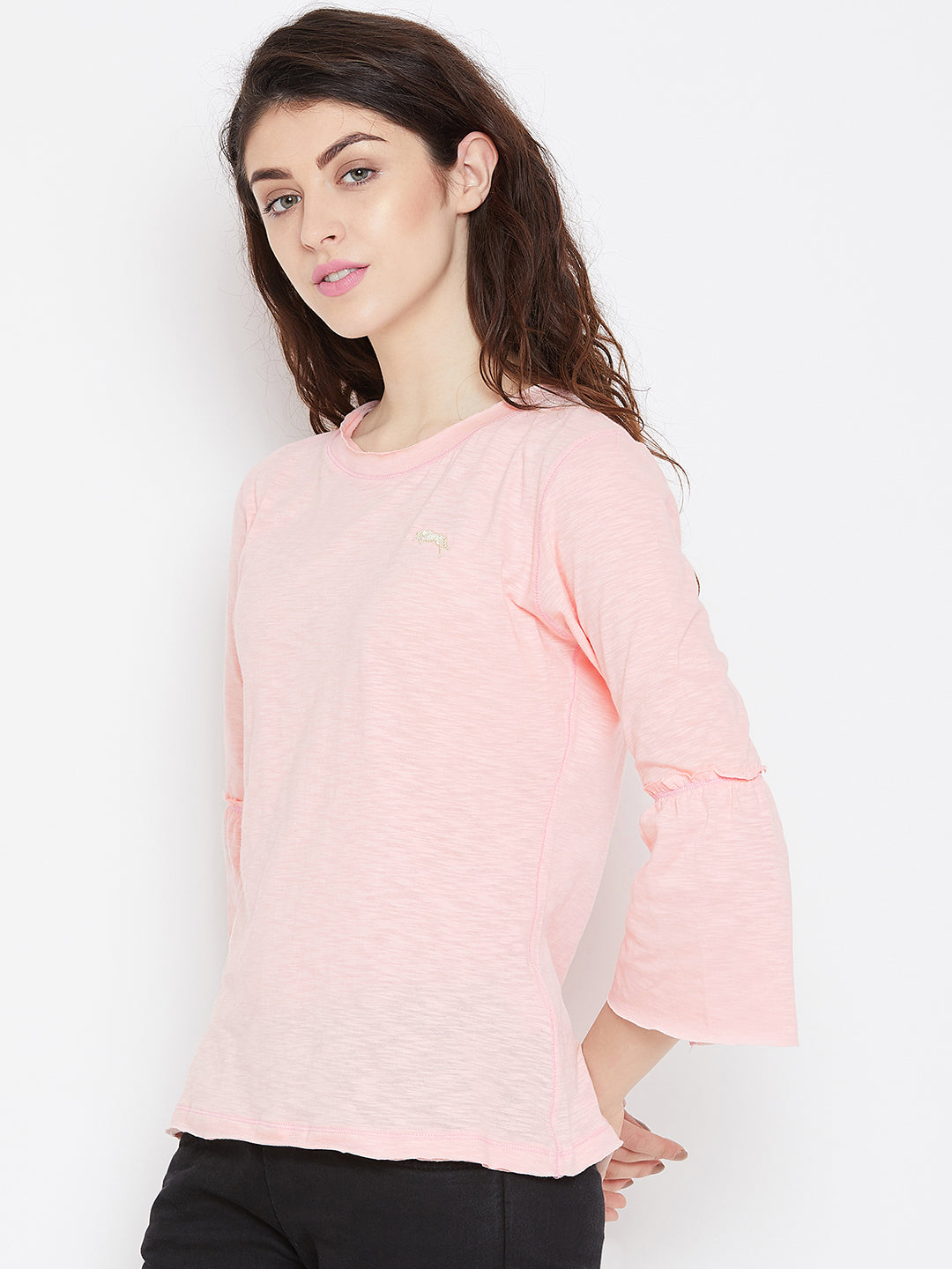 Women Pink Solid Casual Tops - JUMP USA