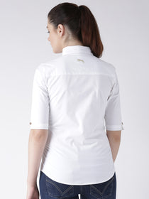 Women White Regular Fit Printed Casual Shirt - JUMP USA