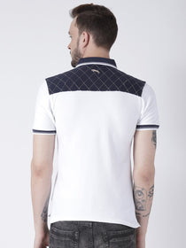 Men White Solid Polo T-shirt - JUMP USA