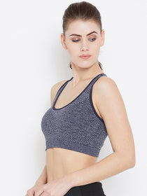JUMP USA Women Navy Blue Non-Wired Lightly Padded Sports Bra - JUMP USA