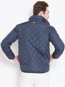 Mens Solid Ec Navy Quilted Jacket - JUMP USA