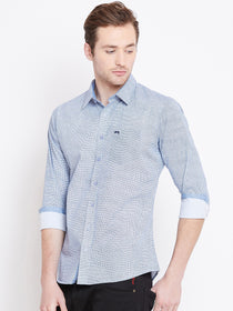 Men White Printed Casual Slim Fit Shirts - JUMP USA