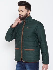 JUMP USA Men Green Solid Casual Quilted Jacket - JUMP USA
